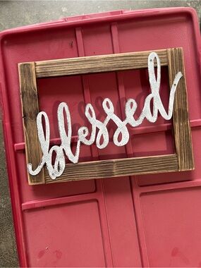 Blessed Wall Decor Sign - Metal Script on Wood Frame